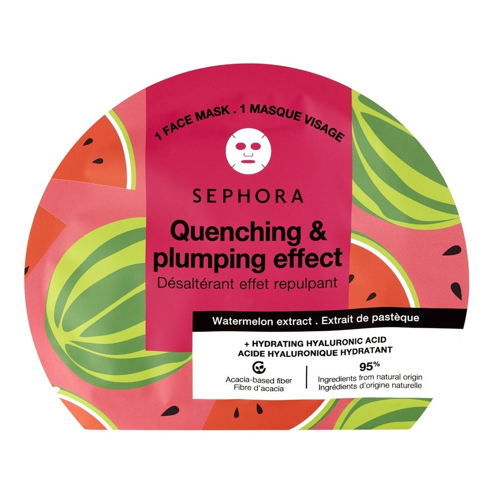 SEPHORA COLLECTION Fiber Face Masks - Fruit & Plant Extracts + Hydrating Hyaluronic Acid Quenching & plumping effect mask - watermelon (1 pc) 100g - 1