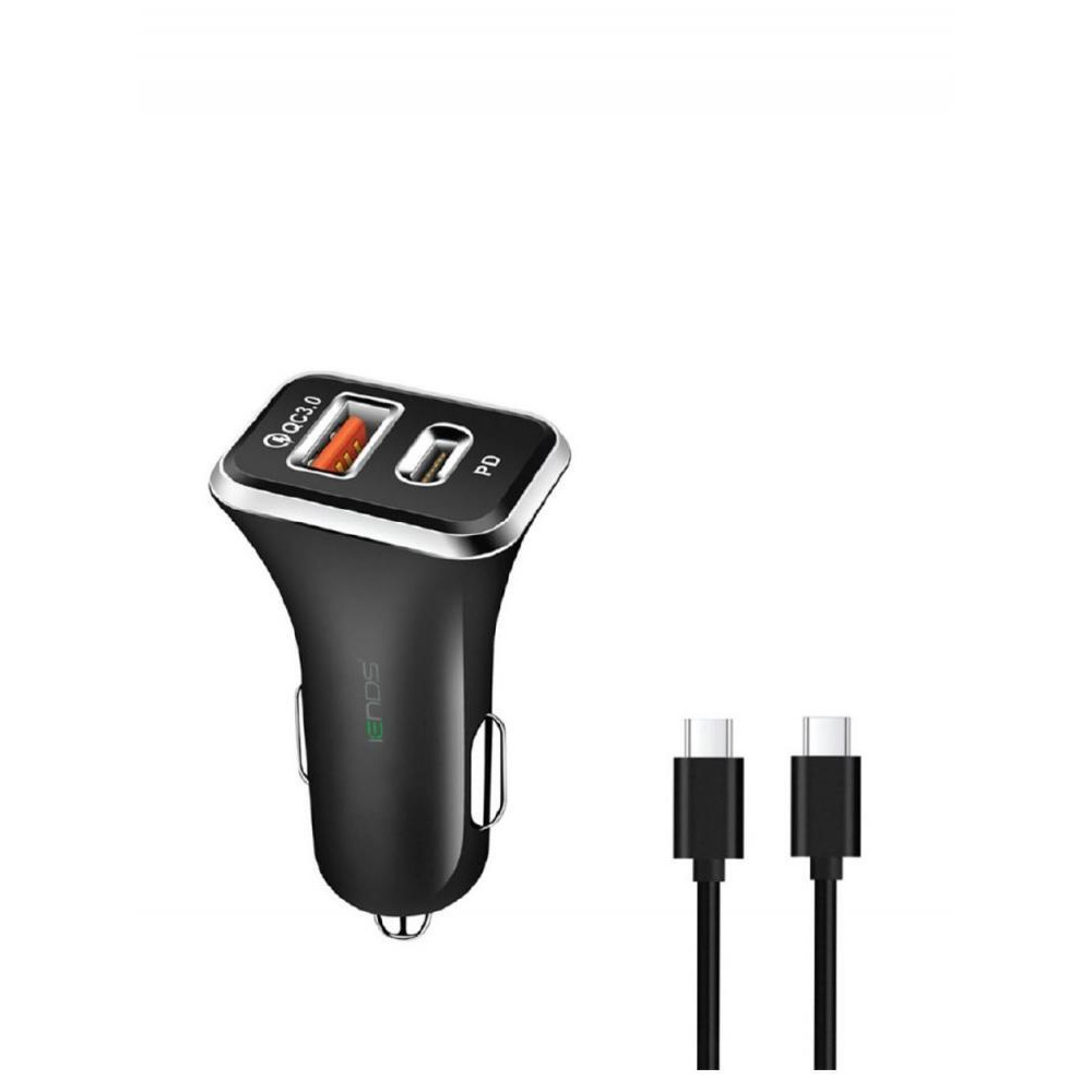 iends شاحن سيارة بمنفذ مزدوج USB من النوع C أسود - 1