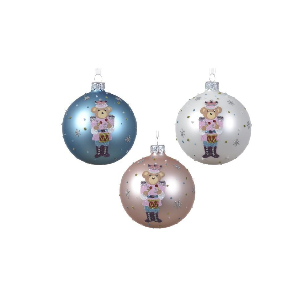 Kaemingk Decoris 8 cm Bauble Glass Matt Bear With Presents Assorted 1 Piece - 1