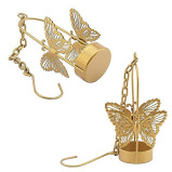 Kyzzo Butterfly Hanging Tealight Candle Holder for Home Decor, Indoor and Outdoor Decoration, Diwali Gifting Item (Pack of 4 pcs, Gold) - 2 miniature