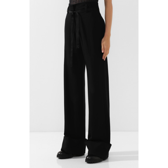 Buy Pre-owned Ann Demeulemeester Black straight trousers 38