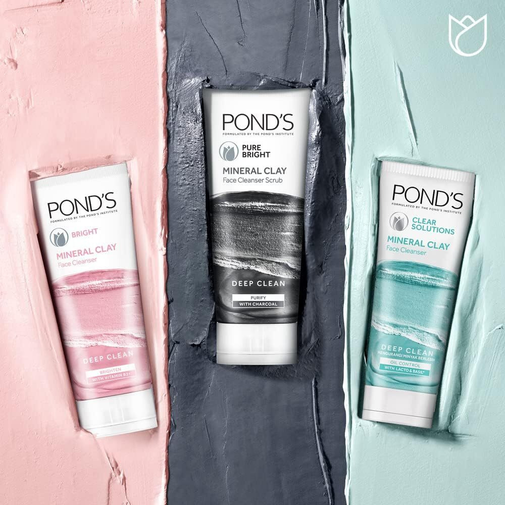 Pond's, Pure Bright Mineral Clay Face Scrub, Activated Charcoal and Niacinamide, 90g - 8