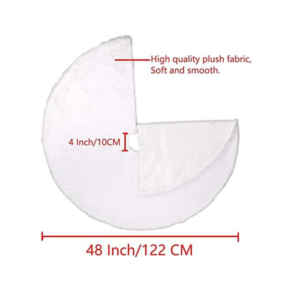 White Faux Fur Christmas Tree Skirt, 48 Inch Diameter Snowy Xmas Tree Skirt Decoration, Christmas Tree Mat with Soft and Fluffy Texture, Perfect Tree  - 1