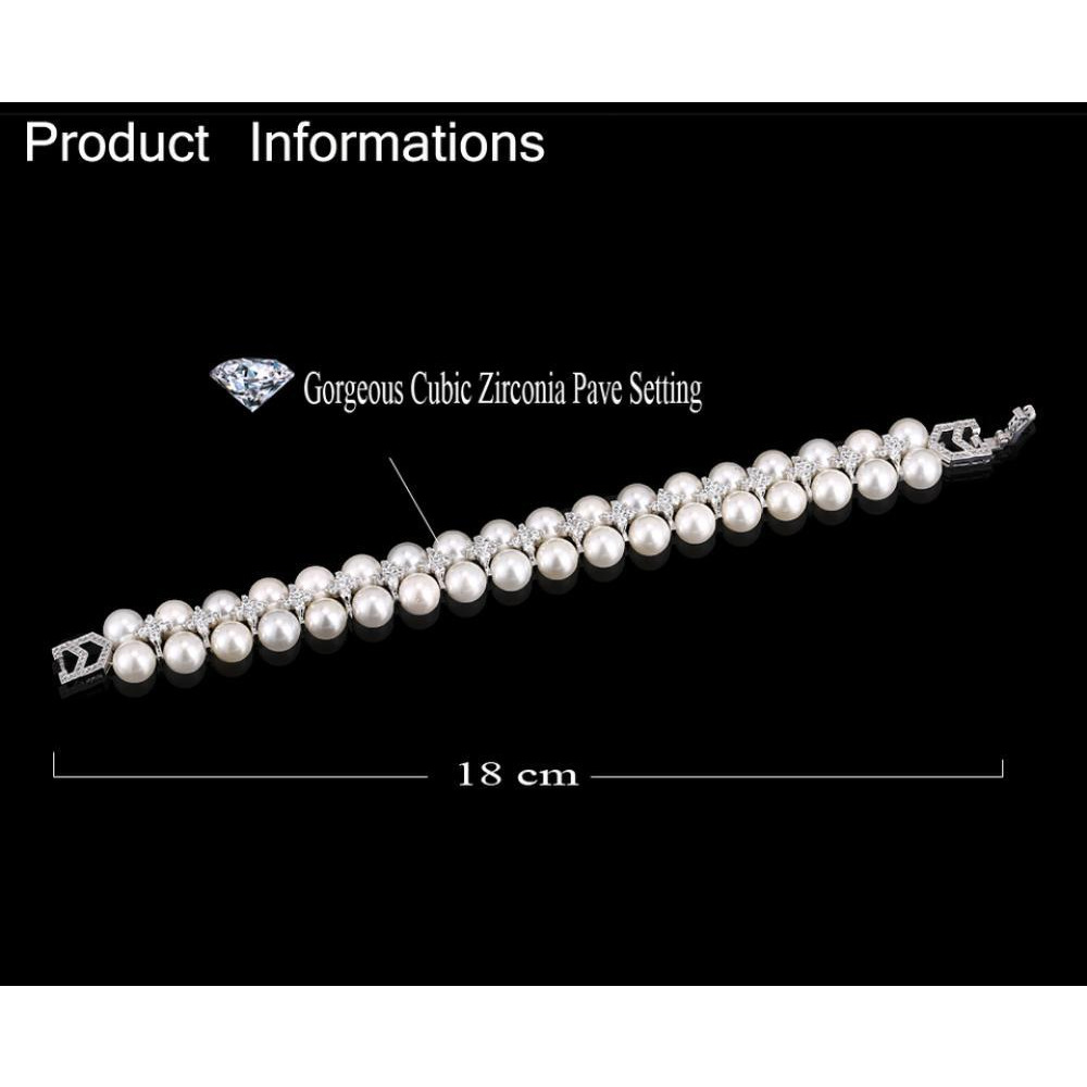 تتجه زركونيا كريستال 2 صف الهندي كوندان اللؤلؤ حبة سوار التنس - 5