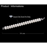 تتجه زركونيا كريستال 2 صف الهندي كوندان اللؤلؤ حبة سوار التنس - 5 miniature