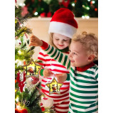 Set of 3 Wooden Star Christmas Tree Hanging Pendants with Lights Santa Claus, Deer, and Snowman Designs for New Years Party and Fireplace Decoration - 7 miniature