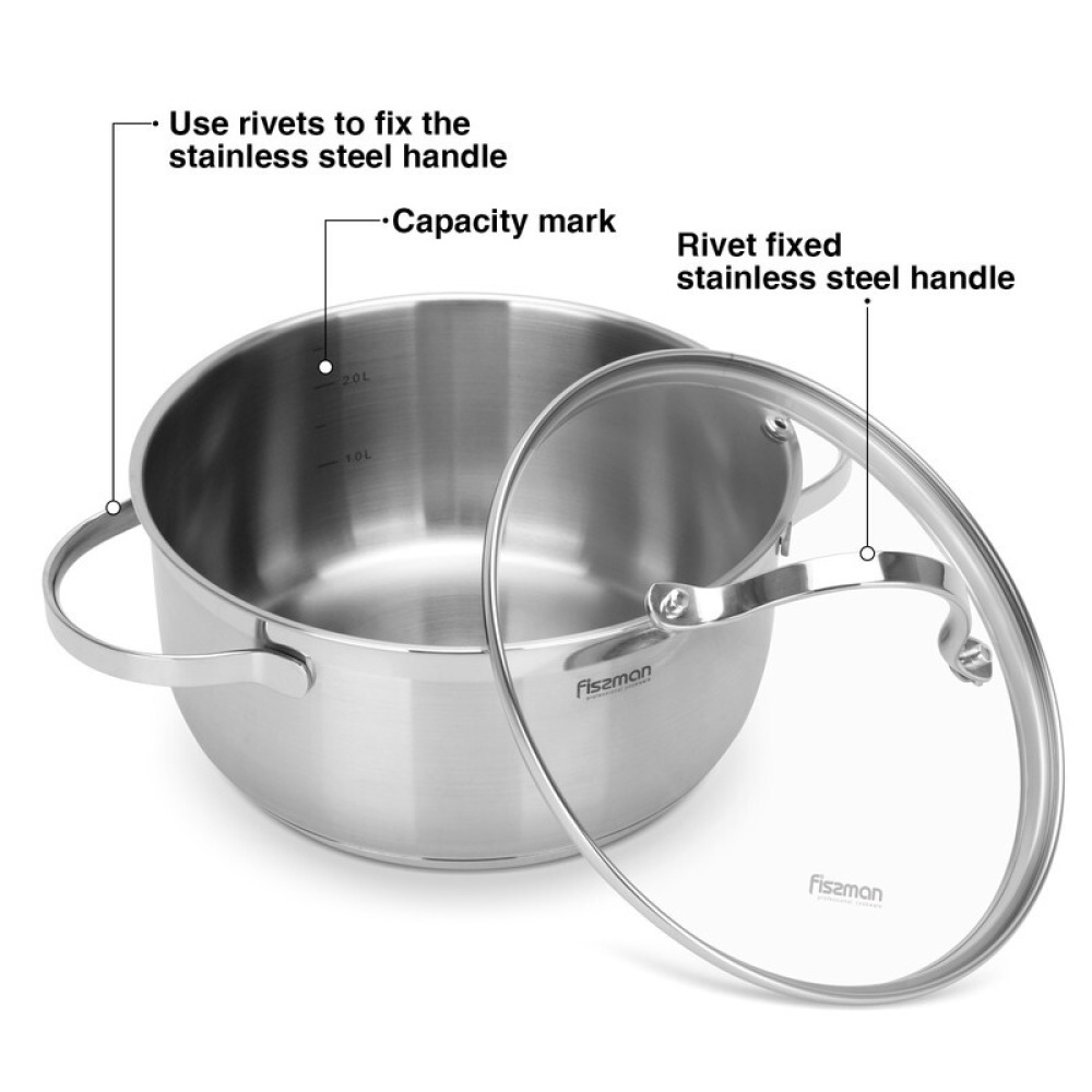 Fissman 8- Piece Cookware Set Gabriela with Glass Lids Stainless Steel - 4