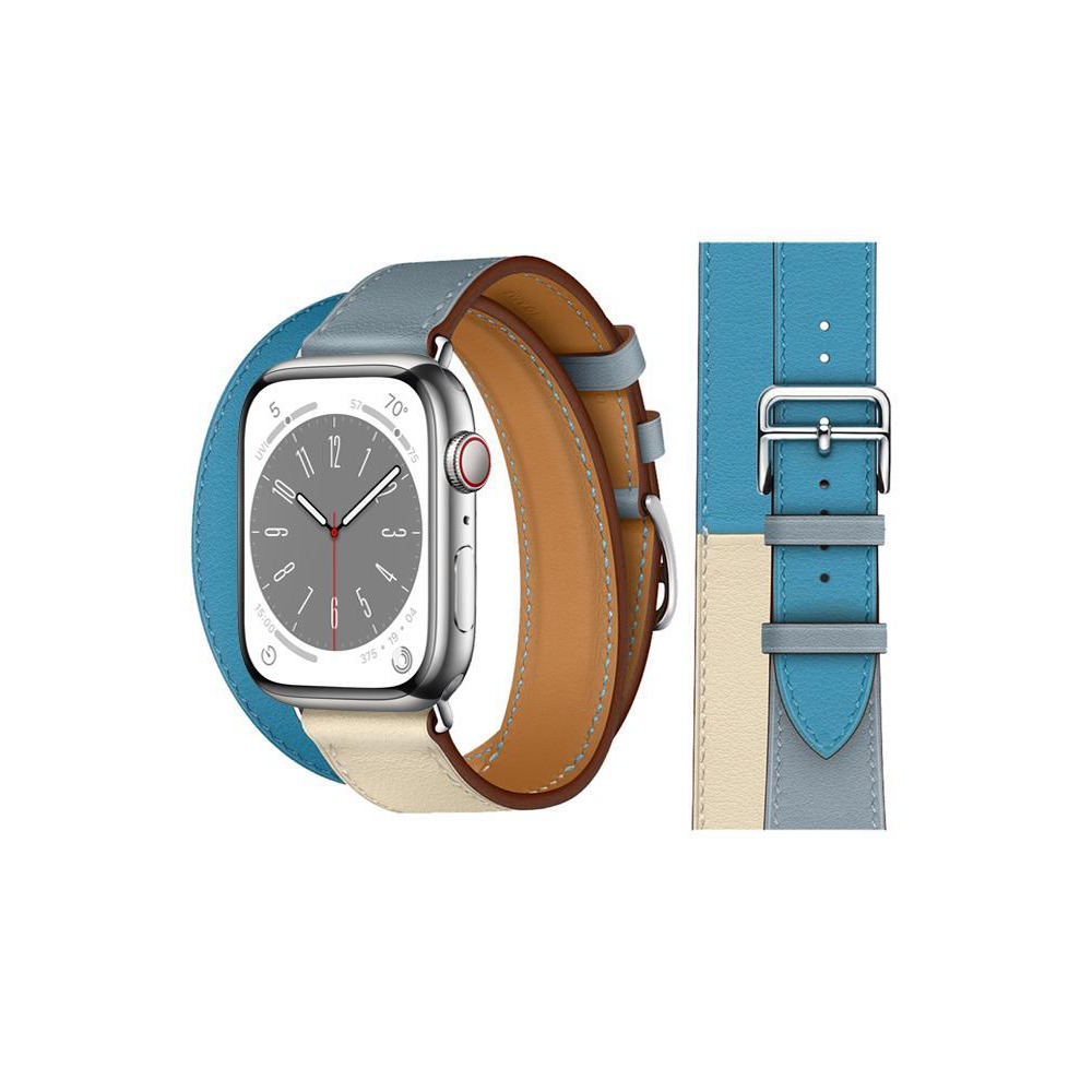 Perfii Double Tour Leather Replacement Band For Apple Watch 41/40/38mm Series 8/7/6/5/4/SE - 1