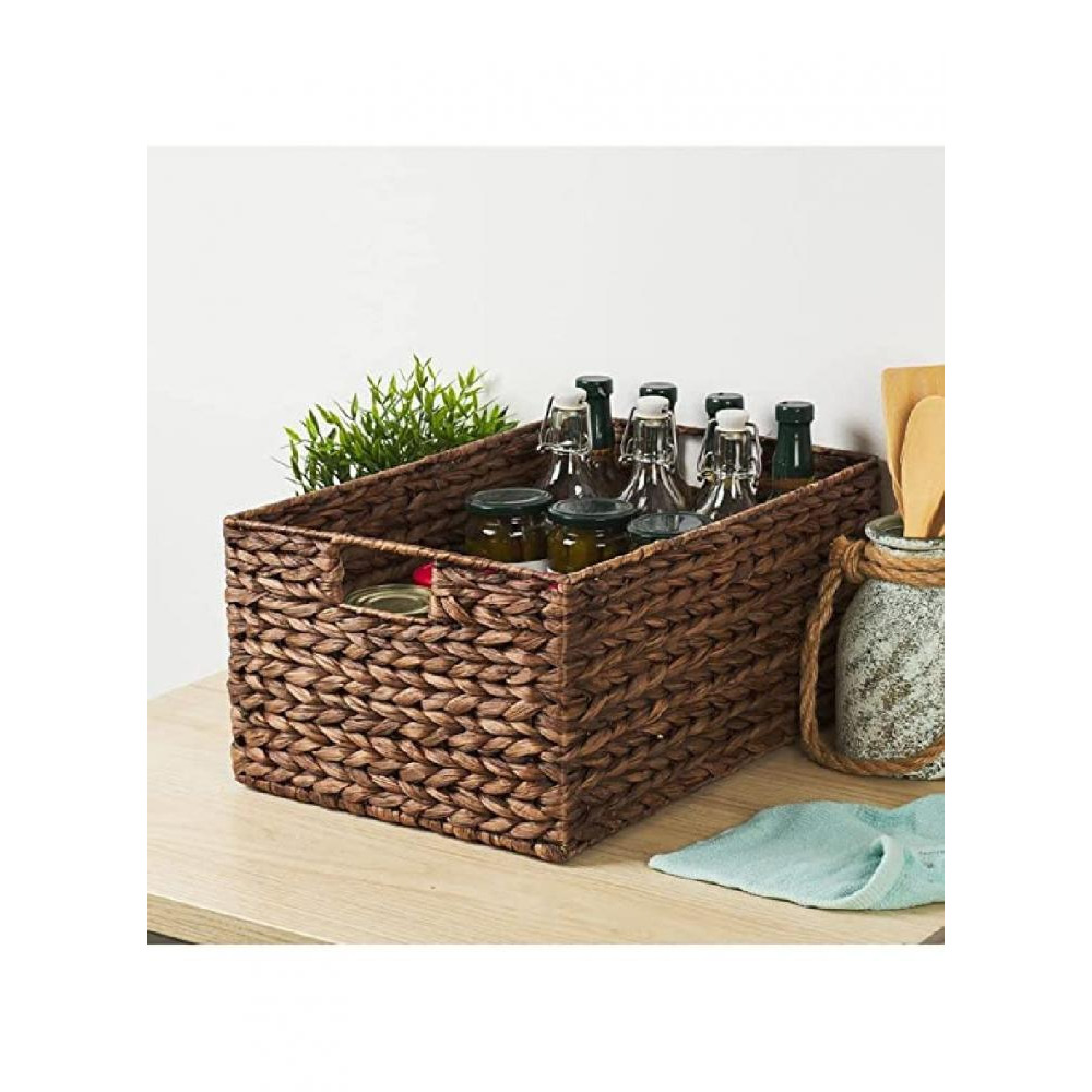 Homesmiths Large Water Hyacinth Storage Basket with Handle Brown 44 x 30 x 20 cm - 5