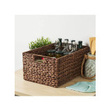 Homesmiths Large Water Hyacinth Storage Basket with Handle Brown 44 x 30 x 20 cm - 5 miniature