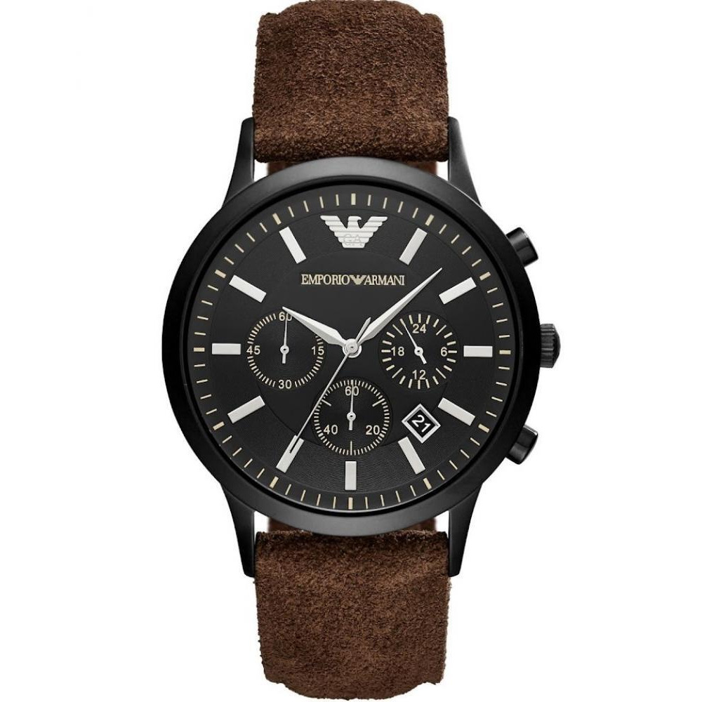 Emporio Armani Men's Renato AR11078 Black Leather Japanese Quartz Fashion Watch - 1