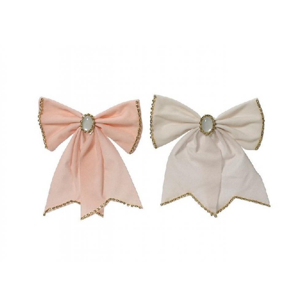 Kaemingk Decoris Bow Polyester Velvet Acrylic Bead On Clip Assorted 1 Piece - 1