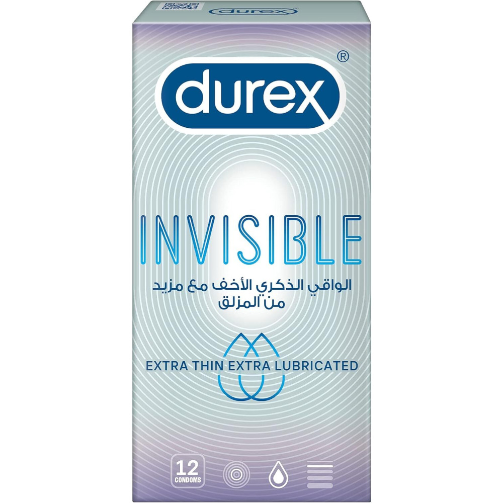 Durex Invisible Extra Thin Extra Lubricated Condoms for Men, 12 Count, Pack of 2 - 3