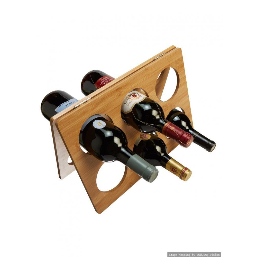 RTA 6 Bottle Foldable Bamboo Wine Rack - 2