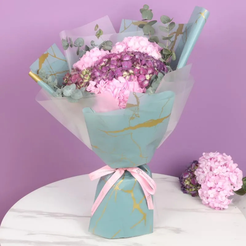 5 Pink and Purple Hydrangea Bouquet - 1