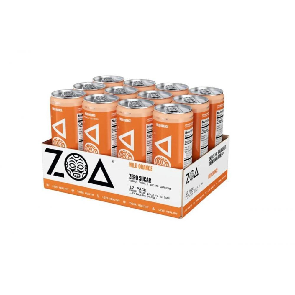 ZOA Zero Sugar Energy Drinks - Healthy Energy Formula with Vitamins, Electrolytes, Antioxidants, 160mg of Natural Caffeine - Wild Orange, 12 Ounce (Pa - 1