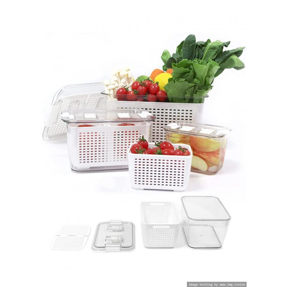 حاوية تخزين ثلاجة متوسطة الحجم من هومسميث مع سلة فواكه ذات طبقة مزدوجة - 7