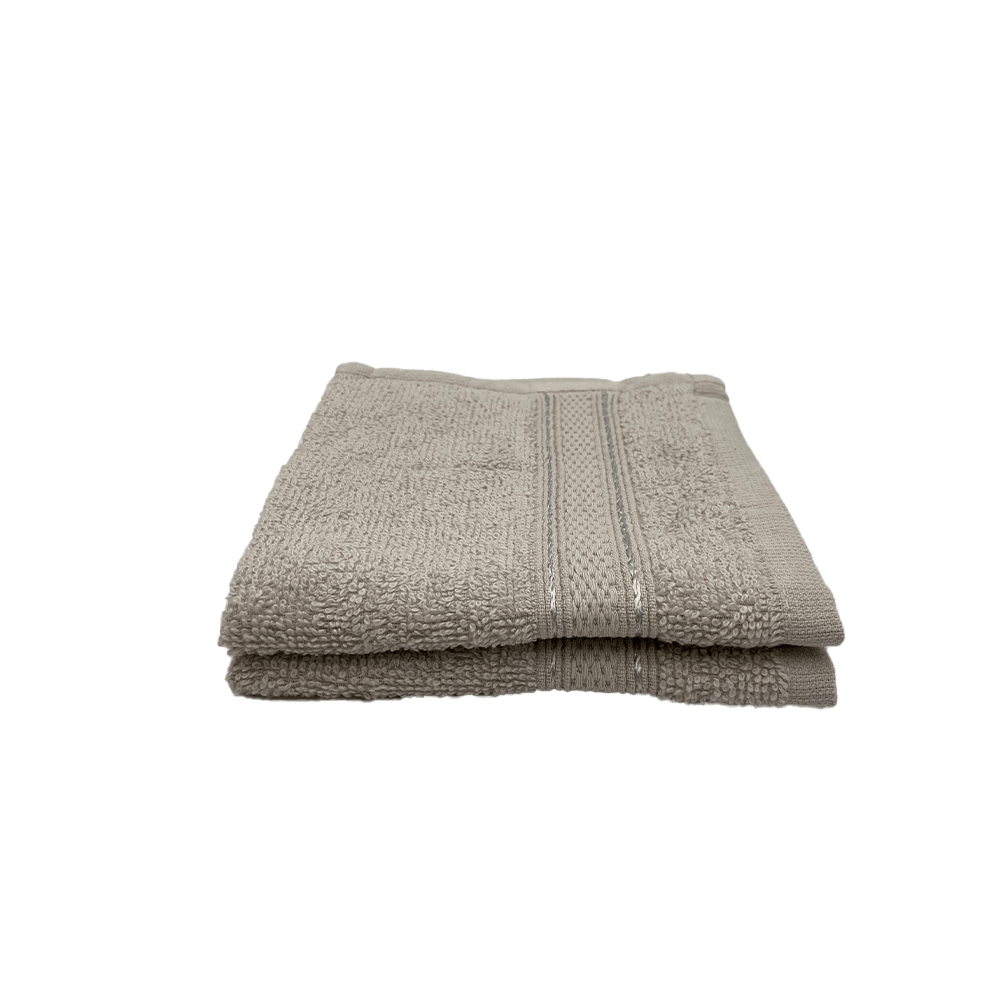 Face Towel BYFT Daffodil Stripe Diamond Dobby, Cotton 500 Gsm, 30 x 30 Cm, Light Grey, Set of 2 - 1