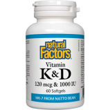 Natural Factors Vitamin K , D, 60 Softgels - 1 miniature