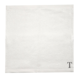 BYFT Embroidered For You Monogrammed Face Towel (33 x 33 Cm - Set of 6) Silver Thread Letter "T" - 1 miniature