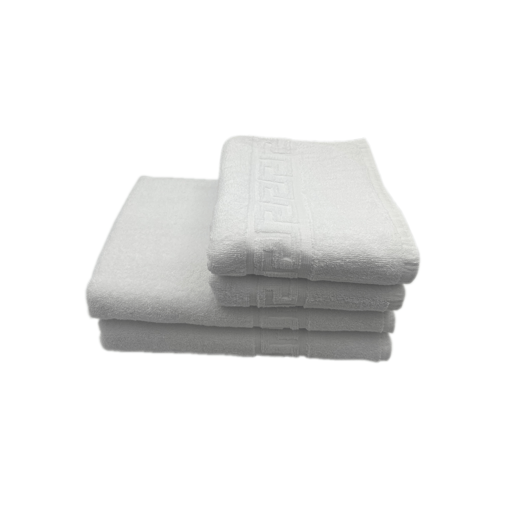 BYFT Magnolia Hand Towel 50 x 100 Cm Bath Towel 70 x 140 Cm 600 Gsm White G Dobby 100% Cotton Set of 4 - 1