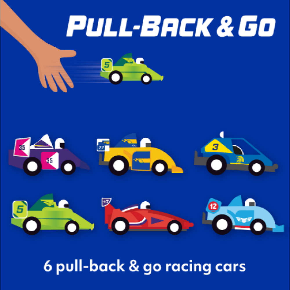 مجموعة سيارات السباق HINKLER Pull Back & Go Kit - 6