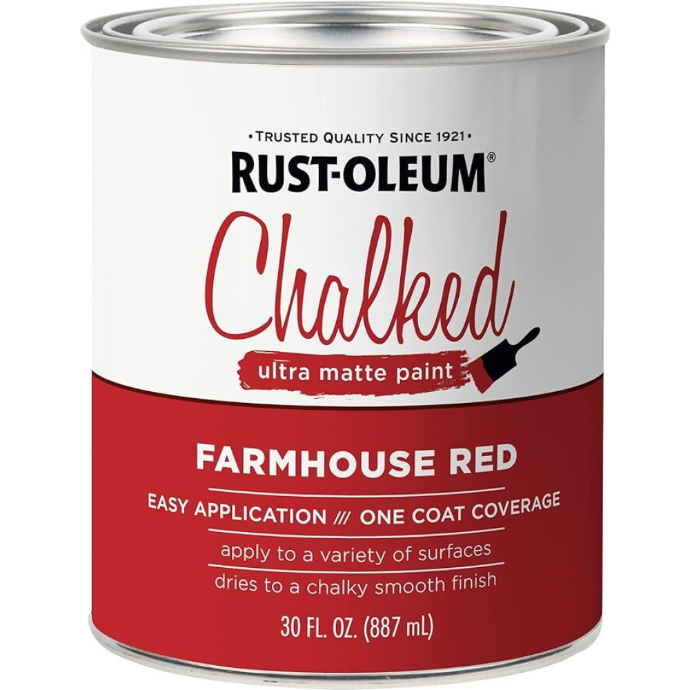 Rust-Oleum, Ultra Matte Interior Chalked Acrylic Paint, Farmhouse Red, 887 ml - 1