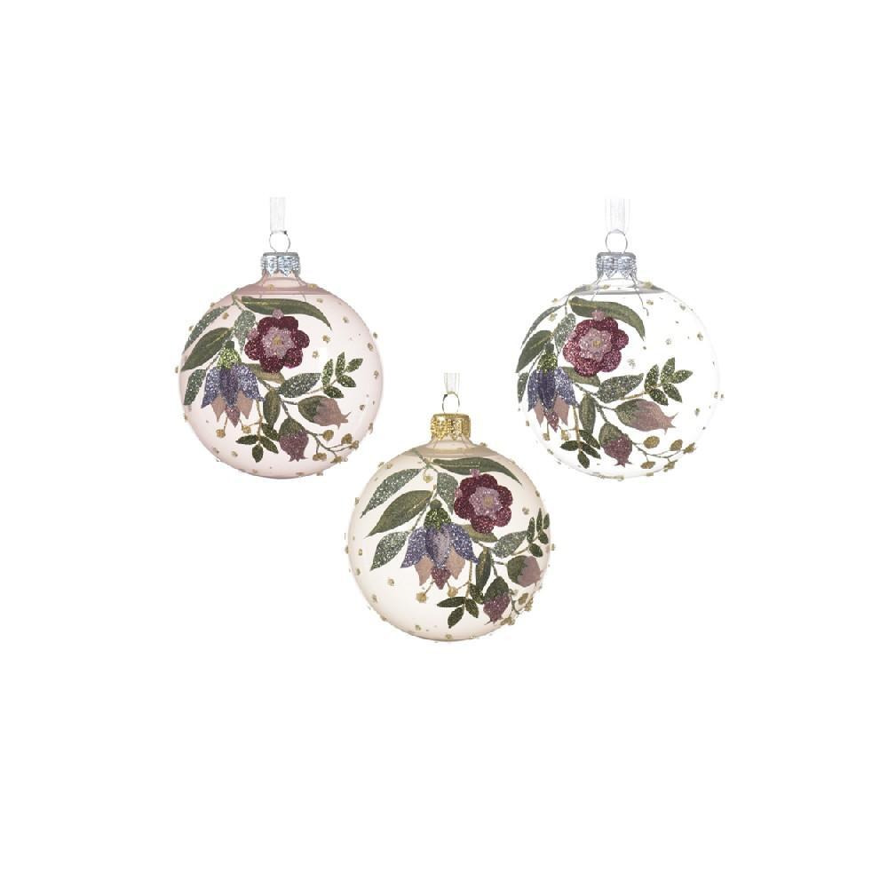 Kaemingk Decoris Bauble Glass Clear Floral Assorted 1 Piece - 1