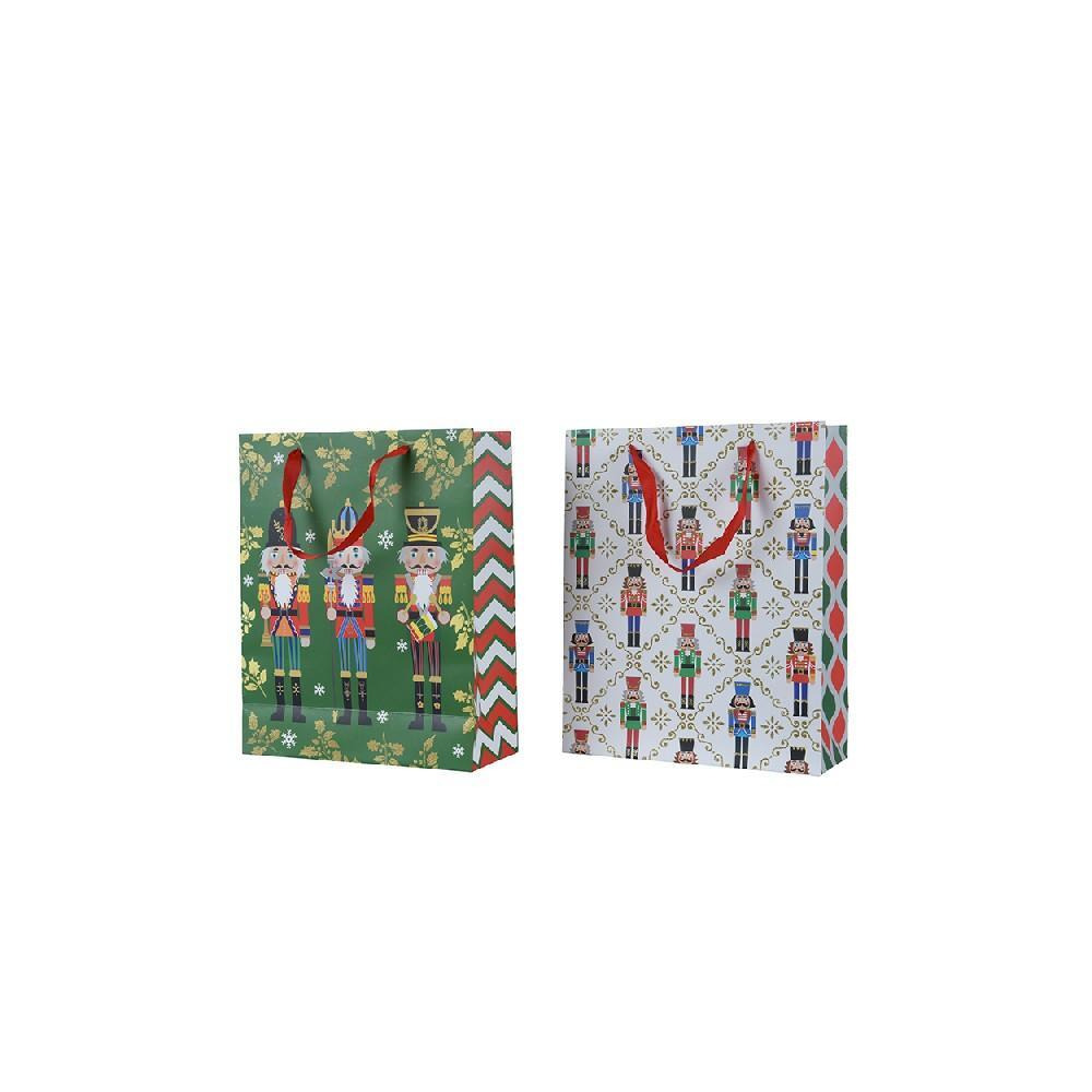 Kaemingk Decoris Paper Rectangle 24cm Gift Bag Nutcrackers with Handle Assorted 1 Piece - 1
