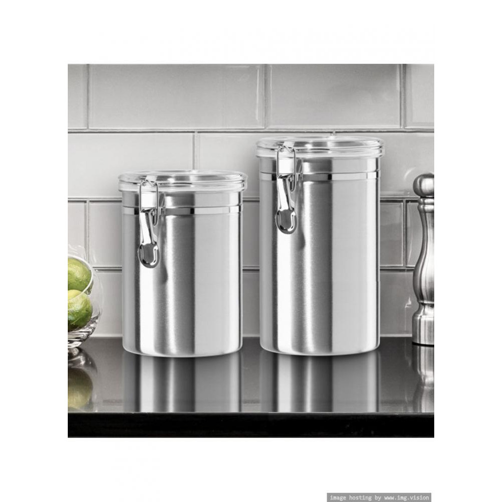 Oggi Stainless Steel 47oz Clamp Canister with Clear Lid - 2