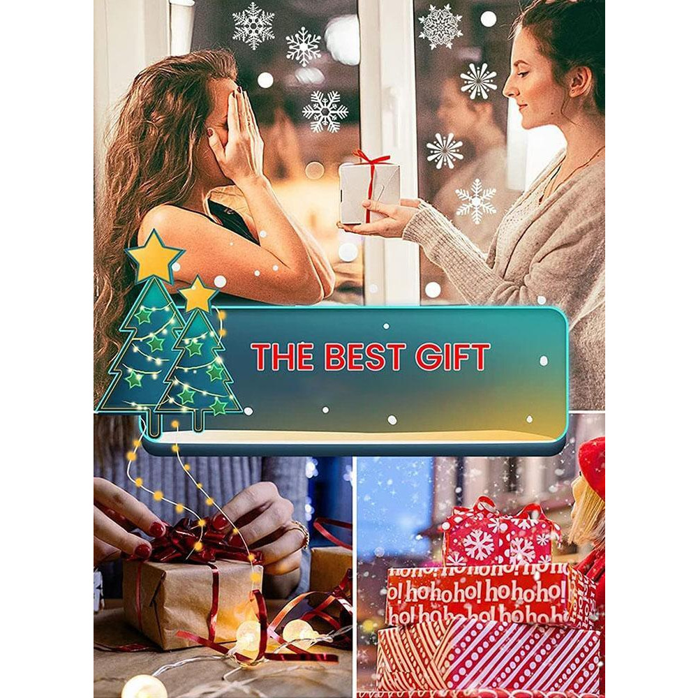 Christmas Window Decals, Santa Claus Window Cling Decals Windows Glass PVC Static Christmas Window Stickers for Winter Party Christmas Decorations - 6