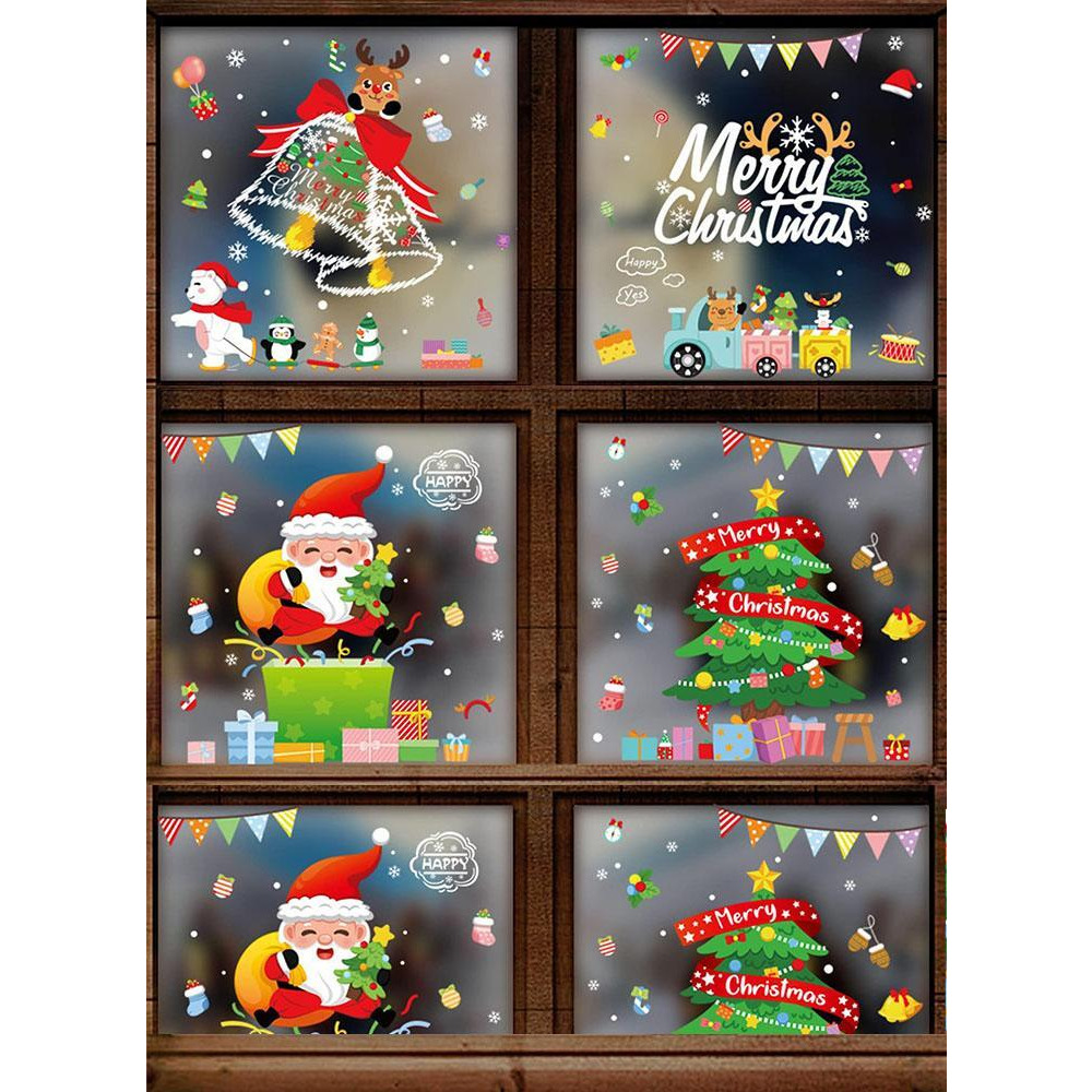 Christmas Window Decals, Santa Claus Window Cling Decals Windows Glass PVC Static Christmas Window Stickers for Winter Party Christmas Decorations - 1