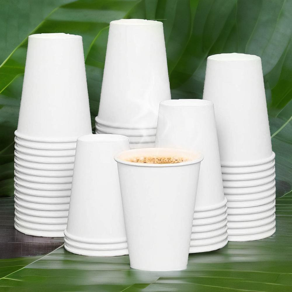 MARKQ / Paper cups, Available in 4 oz/7 oz/8 oz/12 oz/16 oz, White, 50 cups - 1