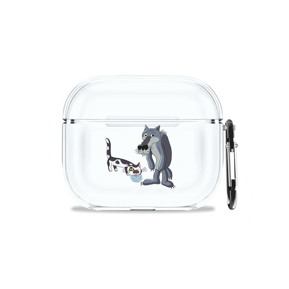 غطاء حماية لسماعات Airpods 3 مع سلسلة مفاتيح ذات مرة ، كلب: قطة وذئب - 1