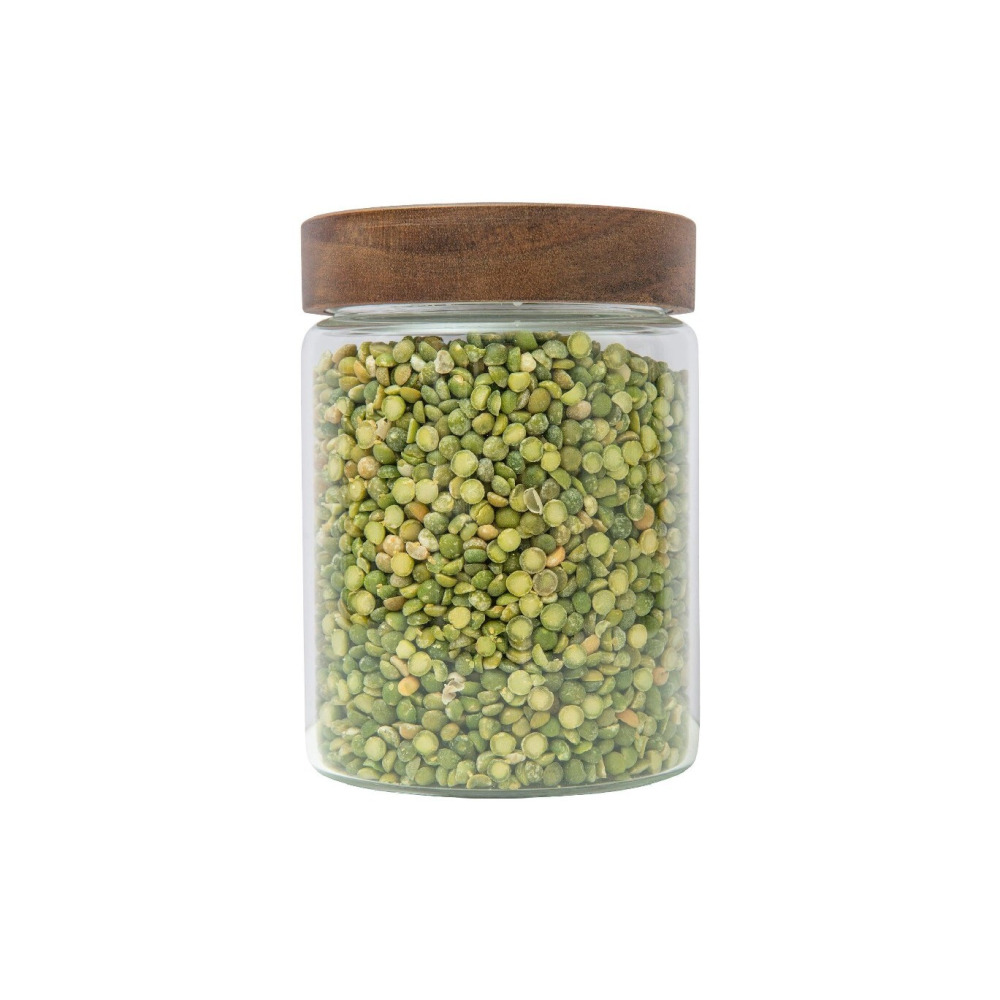 جرة زجاجية من خشب السنط سعة 1 لتر من شركة Little Storage Co - 1