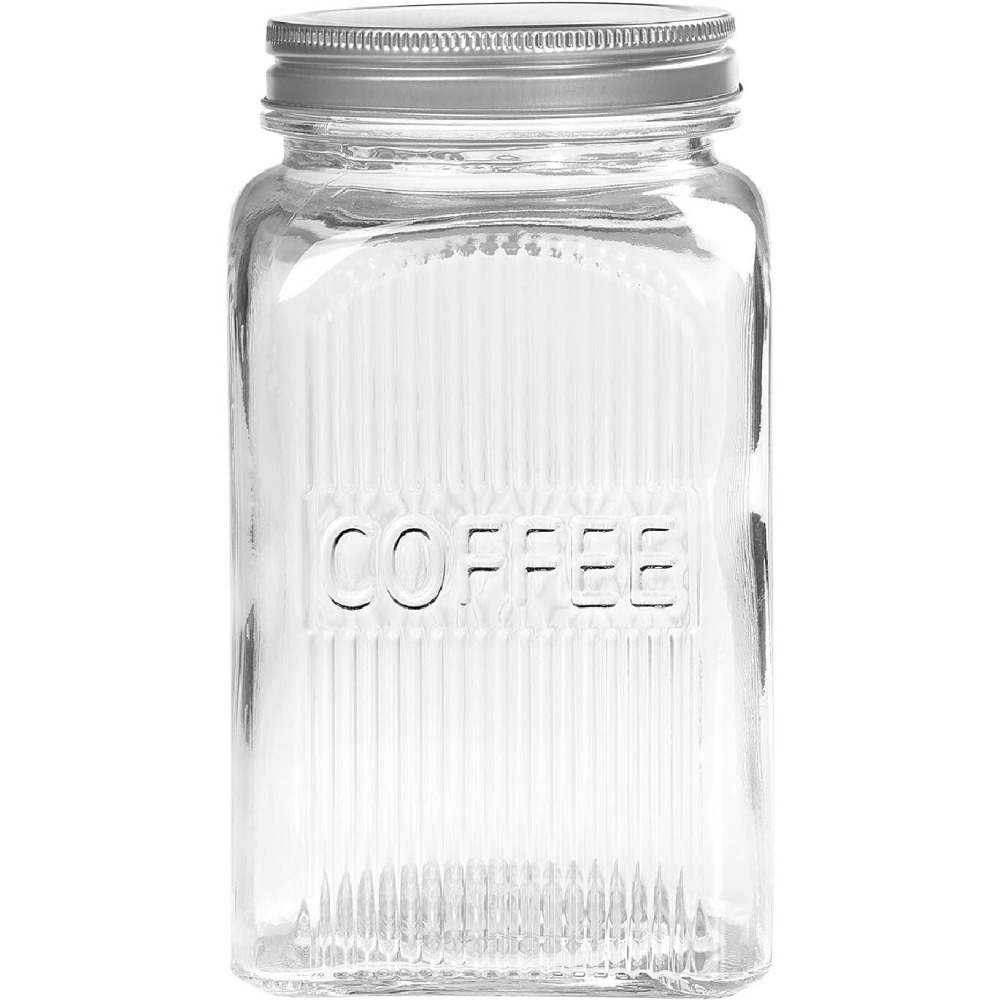 علب تخزين زجاجية مضلعة سعة 1.25 لتر من تالا مع أغطية قصدير علوية لولبية - 4