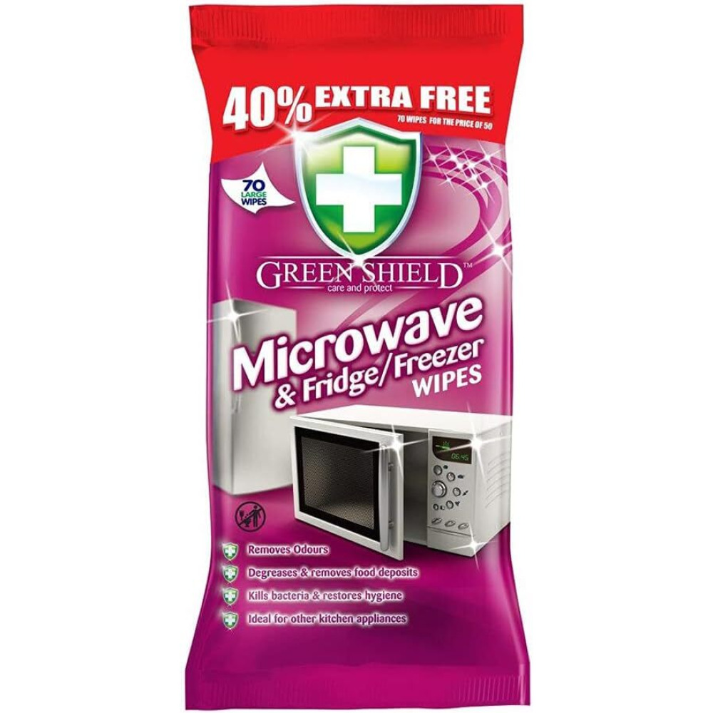 GreenShield Microwave and FridgeFreezer Wipes, Antibacterial Wipes, Pack of 70 - 1