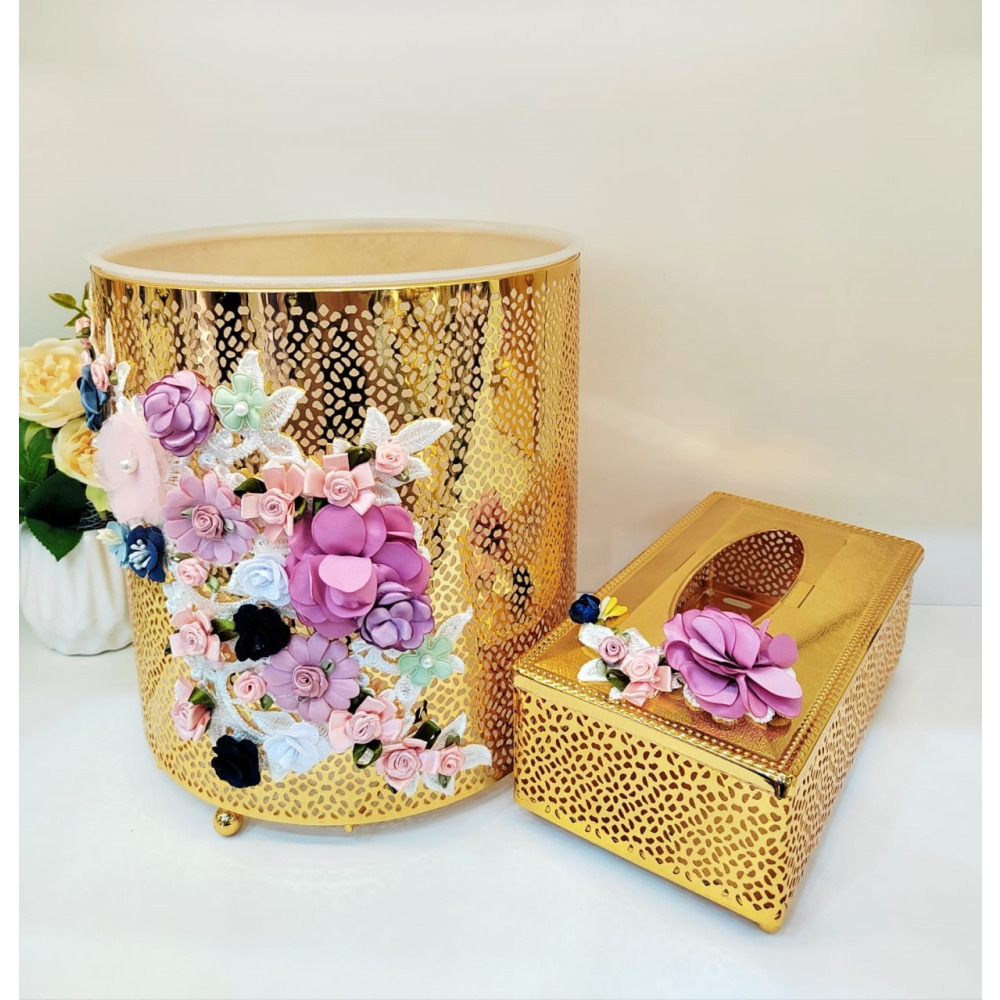 Luxury Deskside Bin \& Tissue Dispenser Set (2 pcs) - 1