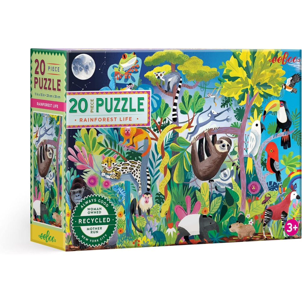 eeBoo Rainforest Life 20 Pieces Puzzle for Education and fun to play for kids. - 1