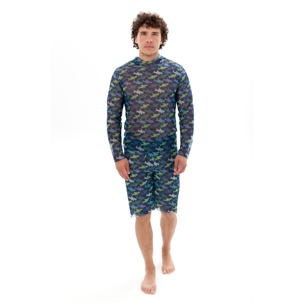 Men's T-shirt Sharks with hood (L) - 1