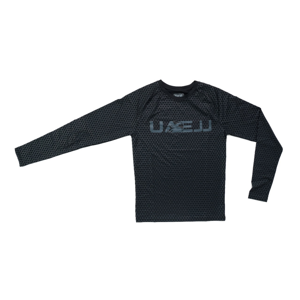 UAEJJ Jiu Jitsu Honey Comb Rashguard Long Sleeve, Black, size S - 1