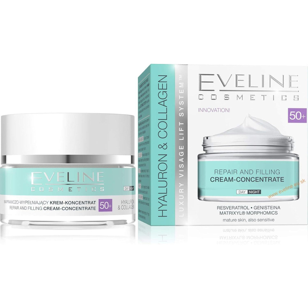 Eveline Hyaluron and Collagen Anti Wrinkle and Moisturising Day and Night Cream 50+, 50 ml - 1