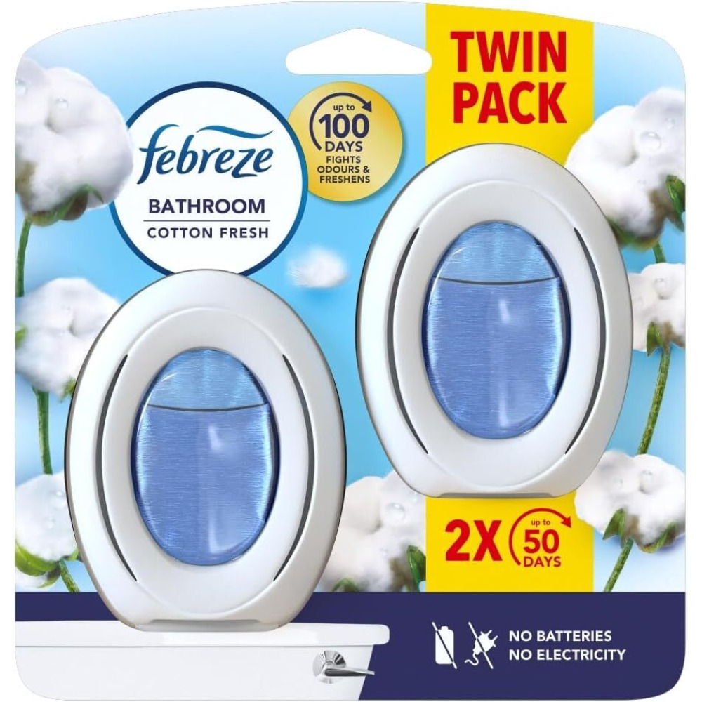 Febreze New Cotton Fresh 2 In 1 Bathroom/Small Spaces Air Freshener 7.5 ml x 2 pcs - 1