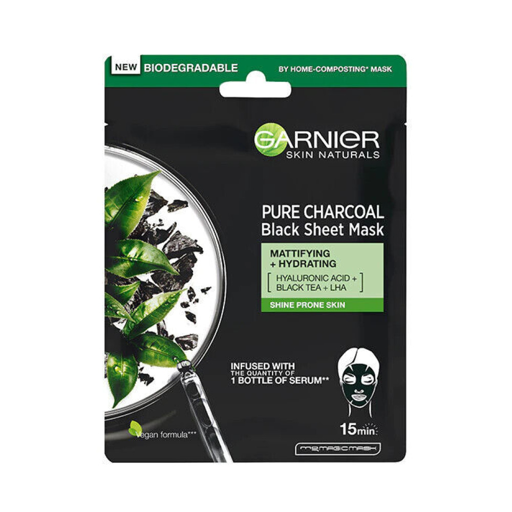 Garnier Skin Naturals Pure Charcoal Black Tissue Mask 3 pcs - 1