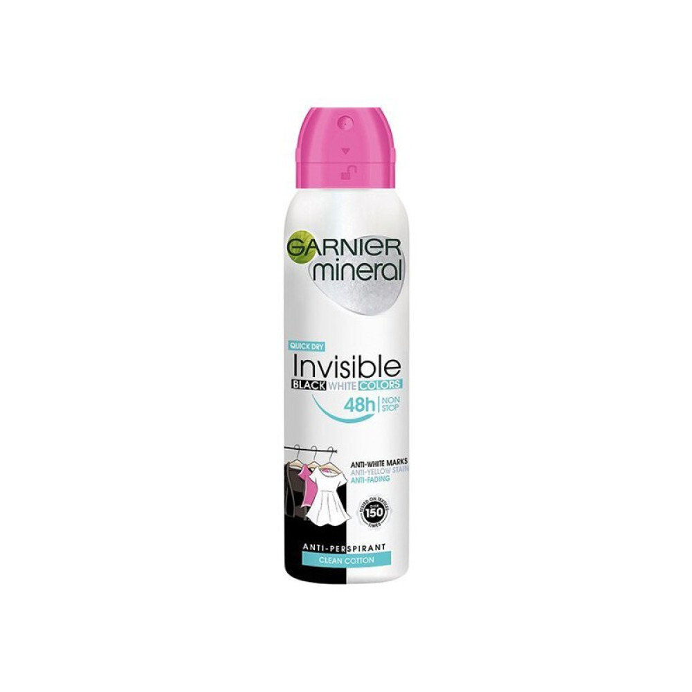 Garnier Mineral Invisible Black White Colors Quick Dry Antiperspirant For Women Spray 150 ml - 1