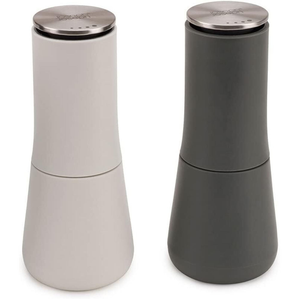 Joseph Joseph Milltop Salt and Pepper Grinder Set with Adjustable Grind Size Coarseness, Dark Gray/White - 1