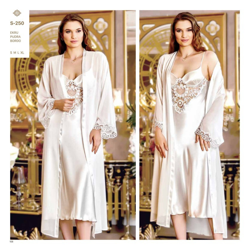 Hidden Beauty Lingerie Satin Nightwear Set, White, XL - 1