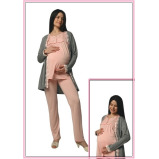 Hidden Beauty Lingerie Maternity 3 PC Pajamas Set, Powder Pink - L - 1 miniature