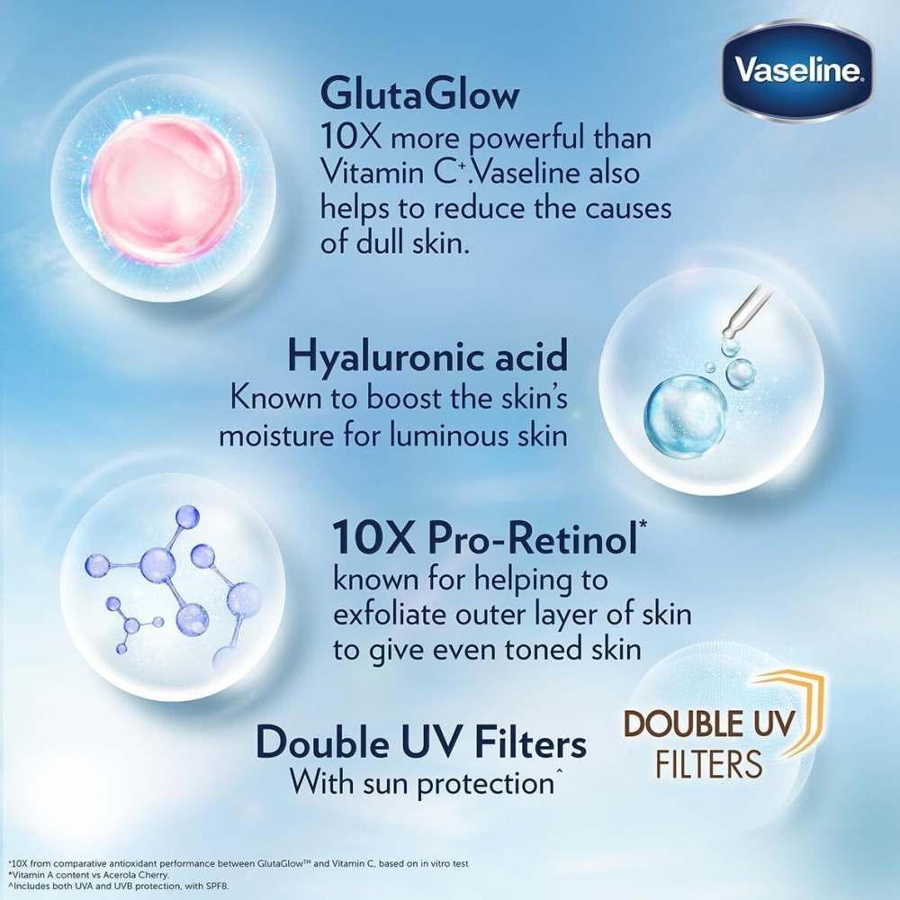 Vaseline Essential Even Tone Body Lotion Smooth Radiance, Gluta-Hya Serum Burst, 10X More Powerful than Vitamin C, Deeply Moisturising, 200ml - 5