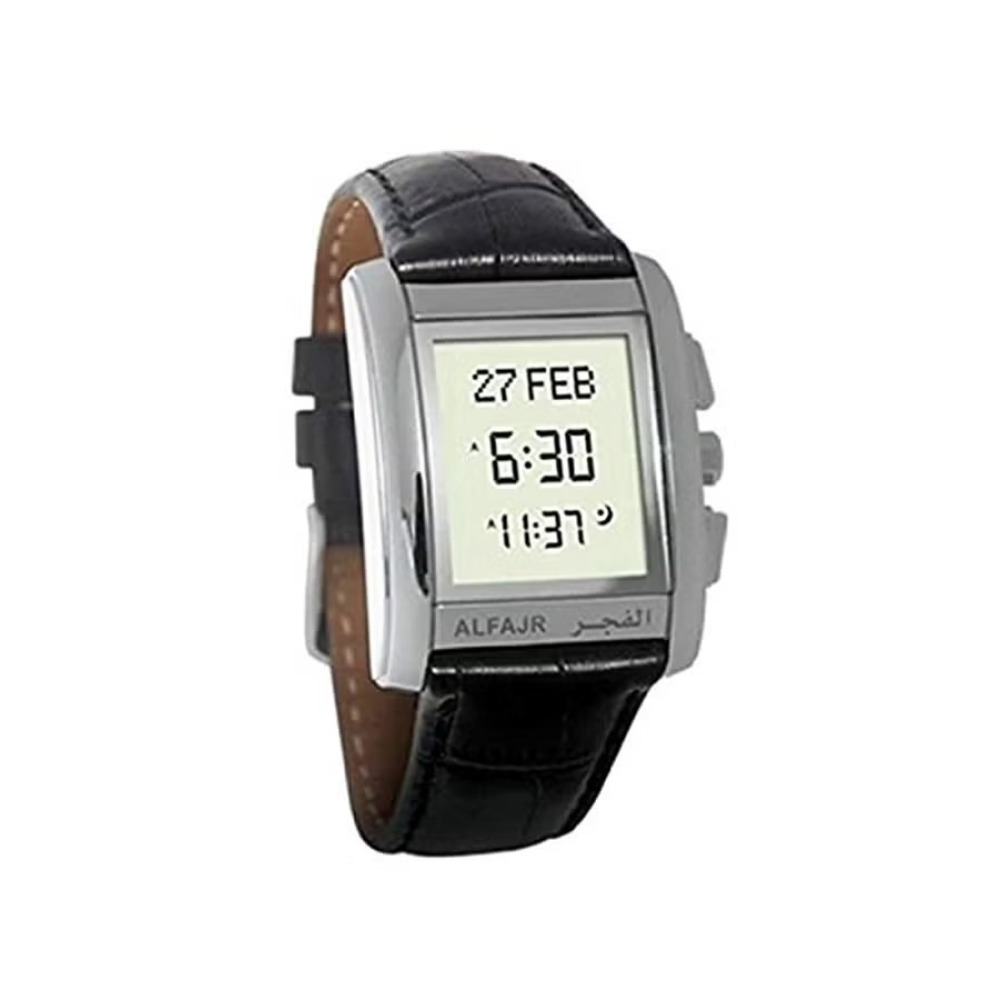 Digital Watch Al Fajr Men's Water Resistant Leather WS-06L - 30 mm - Brown - 1